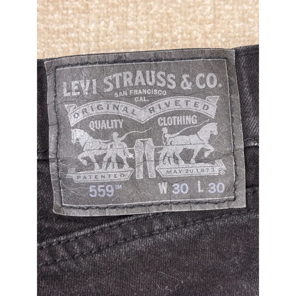 Levis 559 Relaxed Straight Jeans Mens 30x30 Black Denim Pants 00559-0260